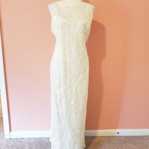 Vintage 90s Scott McClintock Petites Off White Lace Maxi Dress